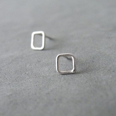 Geometric Square Stud Earrings Sterling Tiny Squares Minimalist Earrings Modern Jewelry