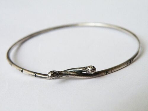 Unisex Silver Bangle Industrial Urban Style, Oxidized Silver Bracelet for Men and Women, Unisex Jewelry Gifts