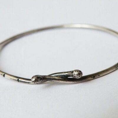 Unisex Silver Bangle Industrial Urban Style, Oxidized Silver Bracelet for Men and Women, Unisex Jewelry Gifts