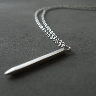 Unisex Sterling Silver Spike Pendant Necklace, Rock Glam Gift Ideas