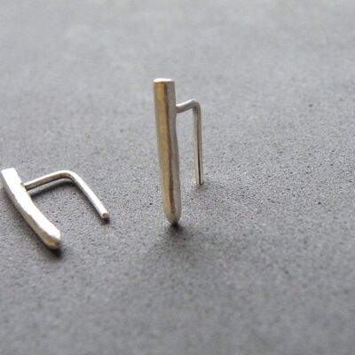 Silver Stud Bar Earrings, Minimalist Women Studs, Jewelry Gift Ideas