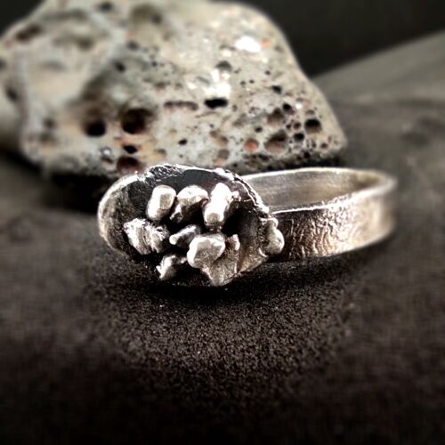 Iron Stone Collection, Cliff Ring, Nature Inspired Silver Ring, Texture Silver Ring