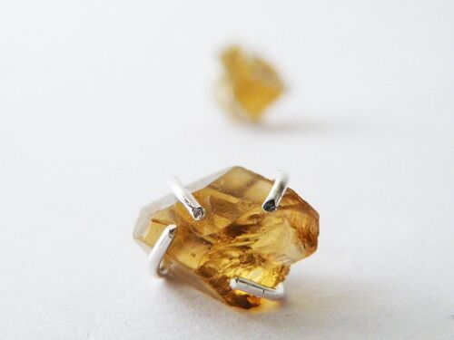 Raw Citrine Stud Earrings, November Birthstone Studs, Zodiac Jewelry, Wife Birthday Gift, Friend Birthday Gift