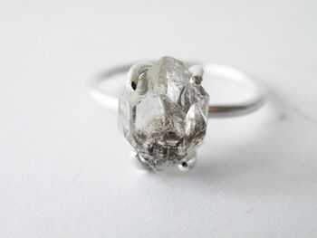 Grande bague en diamant Herkimer, bague de fiançailles en diamant, bague solitaire pour femme 3