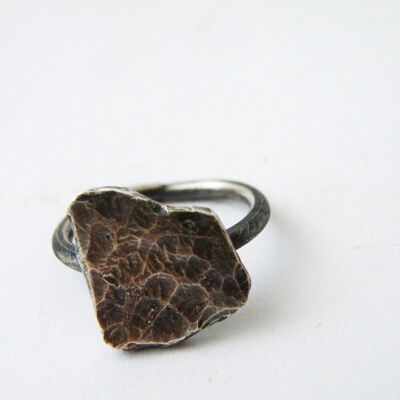 Anillo de textura de plata de ley oxidada, anillo de acabado antiguo, ideas de regalo de anillo de plata para mujeres