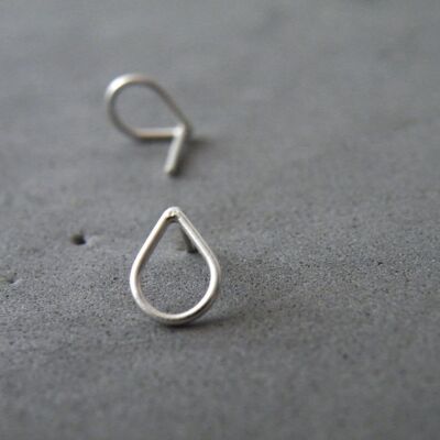 Tiny Teardrop Studs Drop Stud Earrings Sterling Silver Post Earrings Modern Minimalist Geometric Jewelry by SteamyLab