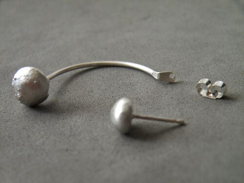 Bubbles Ear Jackets Sterling Silver Balls Minimalist Stylish Modern Earrings by SteamyLab