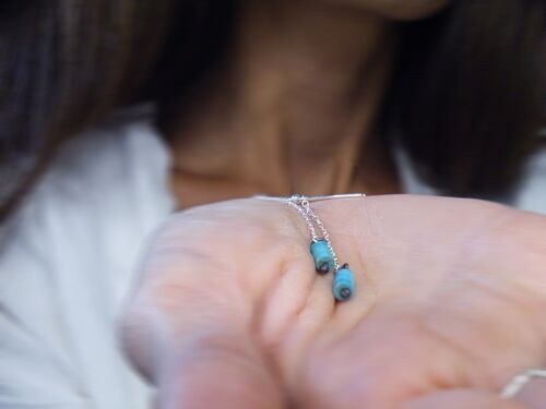 December Birthstone Turquoise Dangle Earrings, Silver Long Earrings for Women, Turquoise Gifts