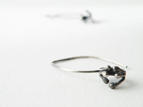 Sterling Silver Dangle Earrings Abstract Earrings Carnivorous Plant Earrings Modern Minimalist Jewelry by SteamyLab