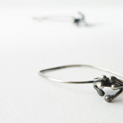 Sterling Silver Dangle Earrings Abstract Earrings Carnivorous Plant Earrings Modern Minimalist Jewelry by SteamyLab