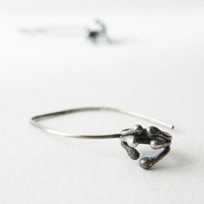 Sterling Silver Dangle Earrings Abstract Earrings Carnivorous Plant Earrings Modern Minimalist Jewelry by SteamyLab