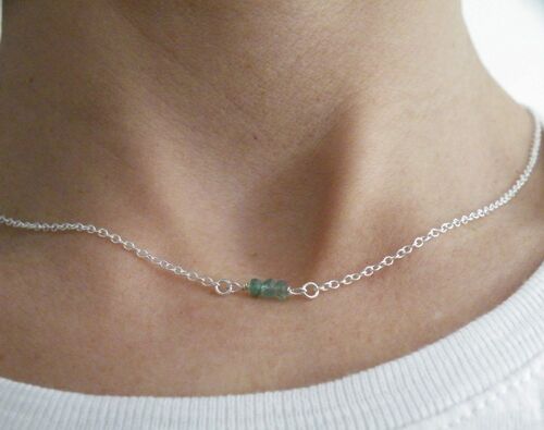 Small Green Sapphire Bead Necklace Delicate Necklace Minimalist Necklace Sterling Silver Birthstone Jewelry September Stone by SteamyLab