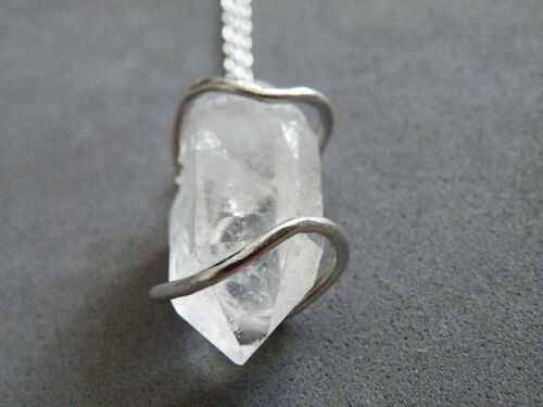Raw Clear Quartz Pendant Necklace Sterling Silver Gemstone Necklace Boho Jewelry by SteamyLab