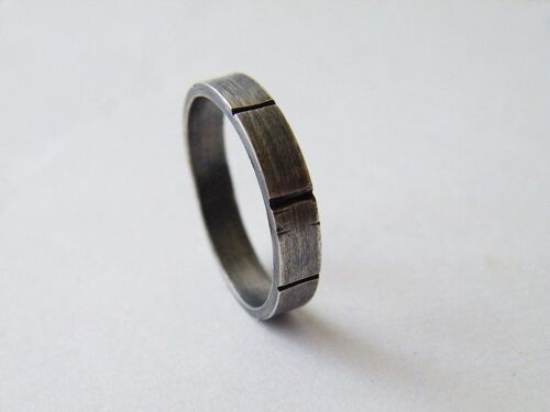 4 mm Man Ring Sterling Silver Ring, Unisex Textured Ring, Jewelry Gifts for Her and for Him