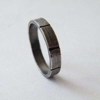 Anillo de hombre de 4 mm Anillo de plata de ley, anillo texturizado unisex, regalos de joyería para ella y para él