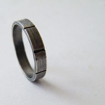 4 mm Man Ring Sterling Silver Ring, Unisex Textured Ring, Jewelry Gifts for Her and for Him