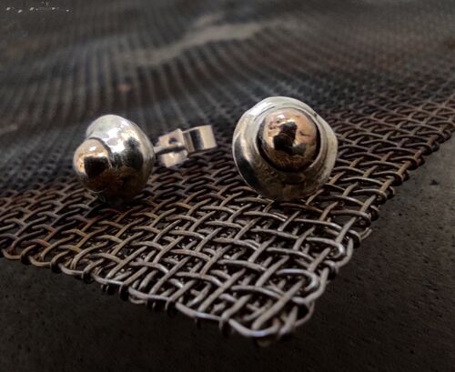 Scudo, Sinking Gold Collection, Mix-Metal Studs, Sterling Silver and Gold Earrings, Earrings Gift Idea