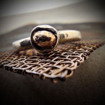 Zamati, colección de oro que se hunde, anillo de apilamiento de metal mixto, anillo de plata esterlina y oro, idea de regalo de anillo