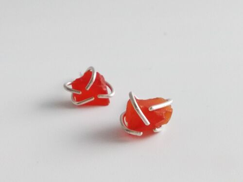 Natural Carnelian Sterling Silver Studs Virgo Birthstone Orange Carnelian Earrings by SteamyLab