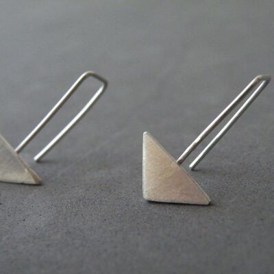 Geometric Sterling Silver Triangle Earrings,  Minimalist Modern Women's Earrings