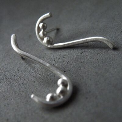 Asymmetric Drop Studs in Sterling Silver, Hidden Heart Earrings, Wife Gift Ideas, Women's Jewelry