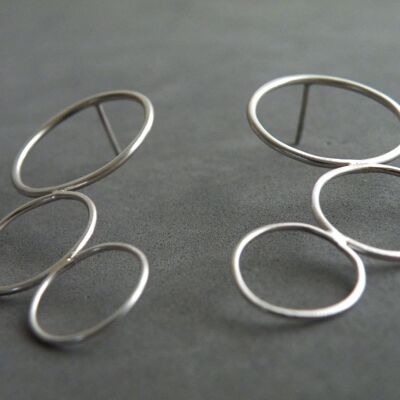 Bubble Earrings Geometric Studs Sterling Silver Studs Modern Jewelry by SteamyLab