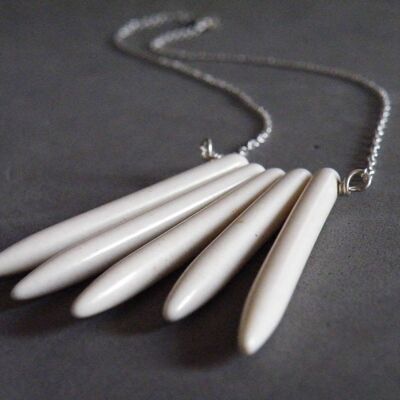 White Turquoise Sticks Necklace Turquoise Sterling Silver Boho Necklace Turquoise Jewelry by SteamyLab