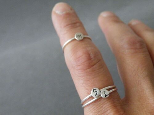Initial Ring Stacking Ring Sterling Letter Ring Upper Case Stamped Jewelry Personalized Ring by SteamyLab