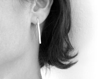 Boucles d'oreilles barre en argent sterling Boucles d'oreilles pendantes géométriques Bijoux modernes minimalistes par SteamyLab 3