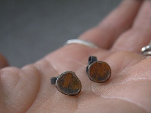 Bohemian Organic Sterling Silver Studs Recycled Sterling Silver Oxidized and Antique Copper Patina by SteamyLab