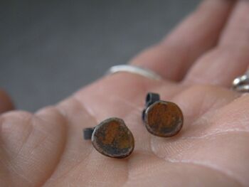 Boucles d'oreilles bohémiennes en argent sterling biologique Argent sterling recyclé oxydé et patine de cuivre antique par SteamyLab 1