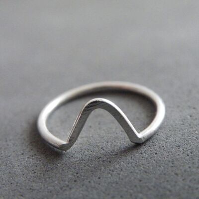 Anillo apilable de plata Chevron, anillo midi delicado para ella, regalos de anillo minimalista