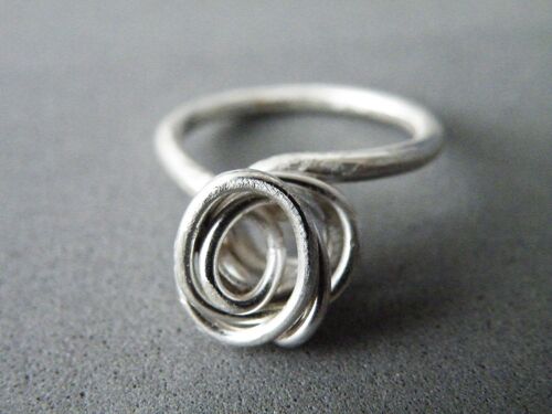 Sterling Silver Abstract Rose Ring, Romantic Women Ring, Ring Gift Ideas Girlfriend, Wife.