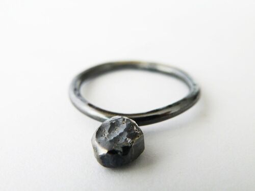 Oxidized Sterling Silver Stackable Ring, Recycled Silver Nugget Ring, Women Ring
