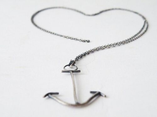 Sterling Silver Anchor Necklace Silver Pendant Necklace Sailor Necklace by SteamyLab