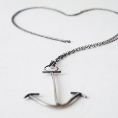 Sterling Silver Anchor Necklace Silver Pendant Necklace Sailor Necklace by SteamyLab