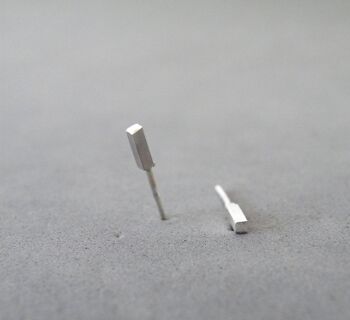 Boucles d'oreilles Square Stud Silver Bar, Studs géométriques modernes unisexes Teens 1