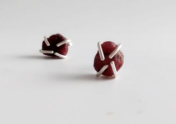 Boucles d'oreilles à tige de pierre de naissance de juillet Boucles d'oreilles rubis rouges pour elle, cadeaux de bijoux en pierres précieuses 1