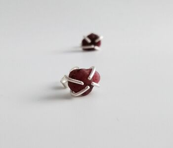 Boucles d'oreilles à tige de pierre de naissance de juillet Boucles d'oreilles rubis rouges pour elle, cadeaux de bijoux en pierres précieuses 2