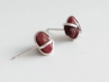 Boucles d'oreilles à tige de pierre de naissance de juillet Boucles d'oreilles rubis rouges pour elle, cadeaux de bijoux en pierres précieuses 3