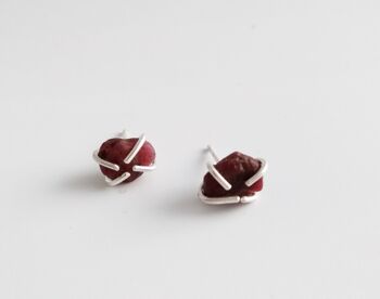 Boucles d'oreilles à tige de pierre de naissance de juillet Boucles d'oreilles rubis rouges pour elle, cadeaux de bijoux en pierres précieuses 5