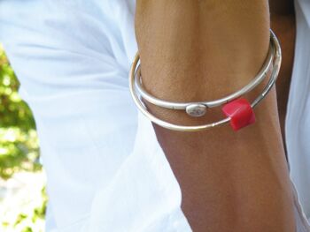 Collection Sicilia, édition limitée, bracelet en corail rouge en argent sterling oxydé, bracelet en corail rustique par Steamylab 4