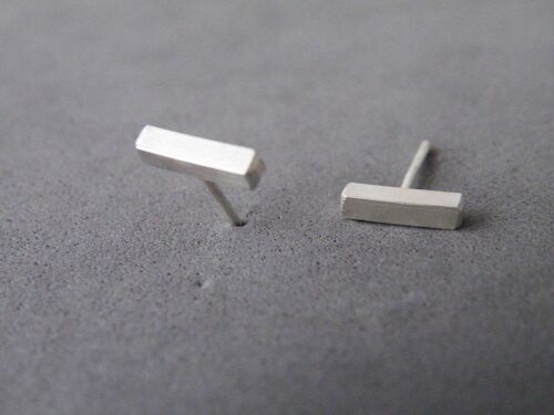 Sterling Silver Stud Earrings Bar Earring Geometric Studs Minimalist Earrings by SteamyLab