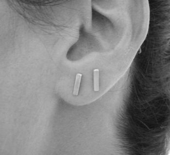 Boucles d'oreilles en argent sterling Boucles d'oreilles barre Goujons géométriques Boucles d'oreilles minimalistes par SteamyLab 4