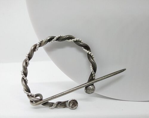 Celtic Style Brooch, Cloak Fibula, Shawl Pin, Sterling Silver Brooch, Hand Forged Silver