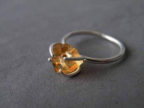 Rough Honey Citrine Ring, Solitaire Ring November Birthstone, Ring Gift Ideas for Women