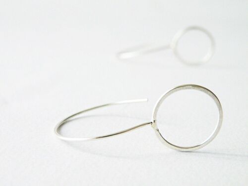 Sterling Silver Circle Earrings Geometric Earrings Full Moon Earrings Minimalist Design by SteamyLab