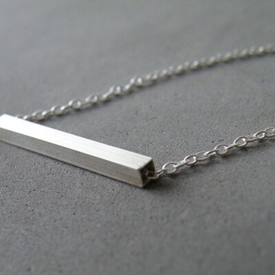 Minimal Sterling Silver Bar Necklace Horizontal Square Rod Modern Geometric Necklace Femminine Jewelry by SteamyLab