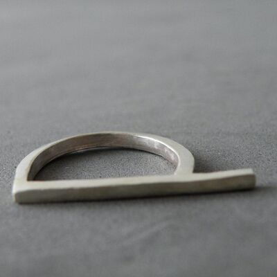Modern Edgy Silver Geometric Ring for Him and for Her, Unisex Ring Gifts, Minimalist Square Ring