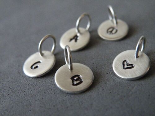 Sterling Silver Monogram Charm Pendants Hand Stamped Charm Bridal Party Bridesmaids Gifts by SteamyLab